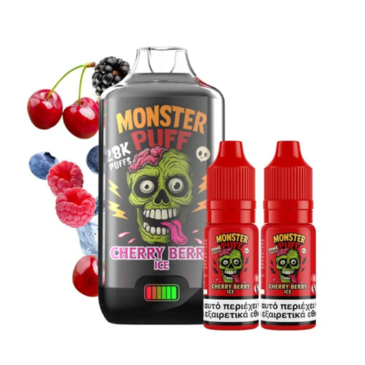 Εικόνα της Monster Puff Cherry Berry Ice 2ml+10ml 28K Disposable Kit 20mg