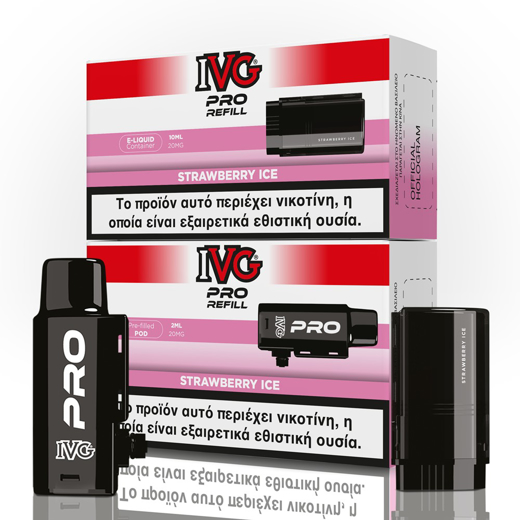 Εικόνα της IVG Pro Refill Strawberry Ice 2ml+10ml 10000 Puffs Prefilled Pod 20mg