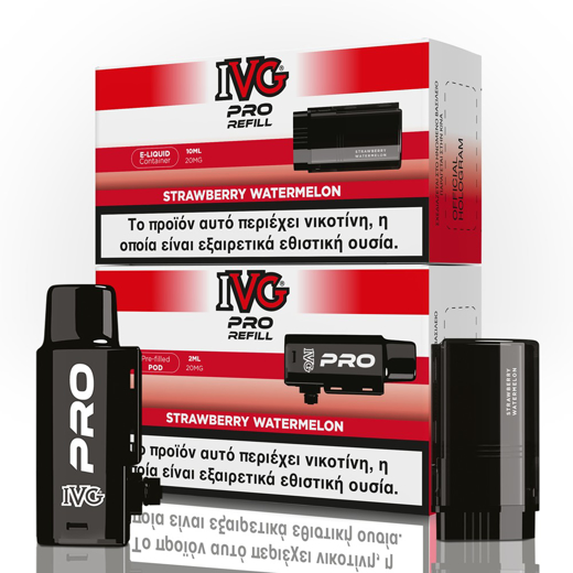 Εικόνα της IVG Pro Refill Strawberry Watermelon 2ml+10ml 10000 Puffs Prefilled Pod 20mg