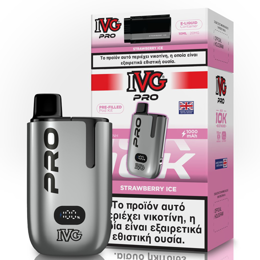 Εικόνα της IVG Pro Kit Strawberry Ice 2ml+10ml 10000 Puffs Disposable Kit 20mg