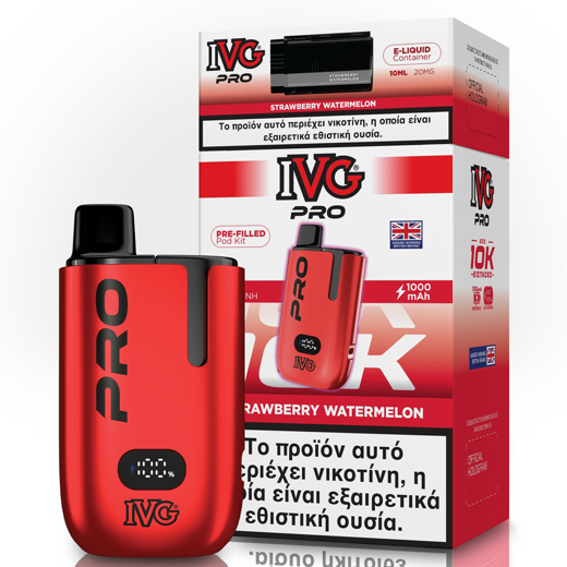 Εικόνα της IVG Pro Kit Strawberry Watermelon 2ml+10ml 10000 Puffs Disposable Kit 20mg