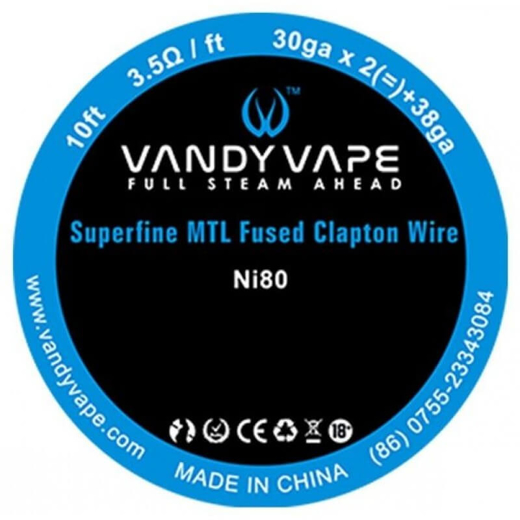Εικόνα της Vandy Vape Ni80 Superfine Mtl Fused Clapton Wire 30GAx2=+38GA
