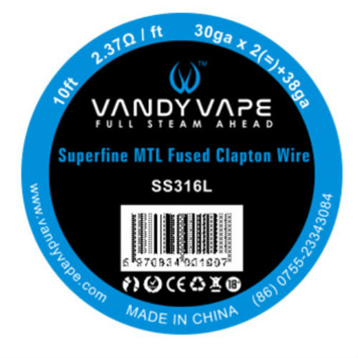Εικόνα της Vandy Vape SS316L Superfine Mtl Fused Clapton Wire 30GAx2=+38GA